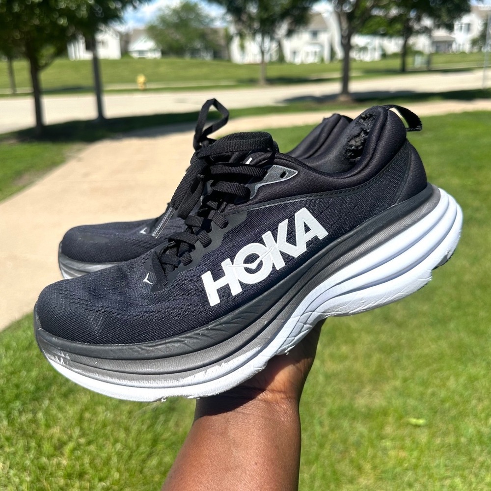 Hoka Bondi 8 Women's Athletic Shoes Size 8 Black White - Picture 9 of 12